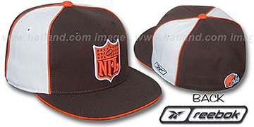 Browns NFL-SHIELD PINWHEEL Brown-White Fitted Hat by Reebok