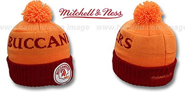 Buccaneers CUFF BEANIE-2 Orange-Red Knit Hat by Mitchell and Ness