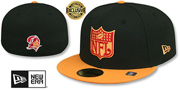 Buccaneers THROWBACK NFL SHIELD-BASIC Black-Orange Fitted Hat by New Era