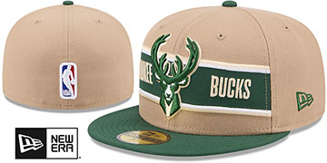 Bucks '2024 NBA DRAFT' Camel-Green Fitted Hat by New Era