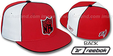 Bucs NFL SHIELD PINWHEEL Red White Fitted Hat by Reebok