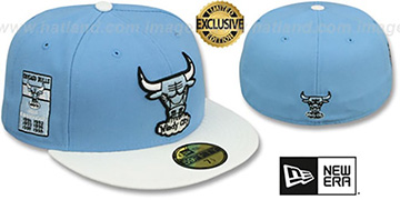 Bulls 6X BANNER SIDE-PATCH Sky-White Fitted Hat by New Era