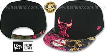 Bulls 'FLORAL-FUR STRAPBACK' Black-Pink Hat by New Era