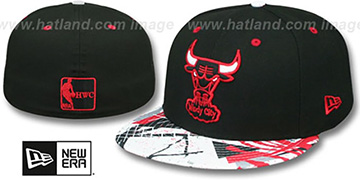 Bulls GEOMET TRICK Black Fitted Hat by New Era