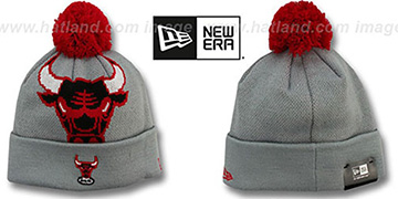 Bulls HWC-BIGGIE Grey Knit Beanie Hat by New Era