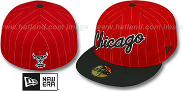 Bulls 'PIN-SCRIPT' Red-Black Fitted Hat by New Era