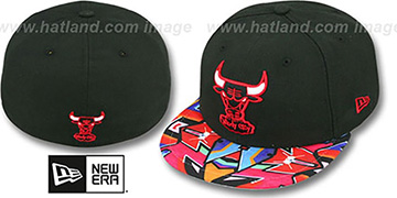 Bulls 'REAL GRAFFITI VIZA-PRINT' Black Fitted Hat by New Era