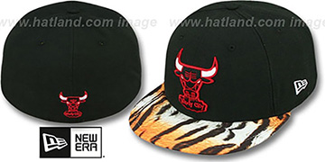 Bulls REAL TIGER VIZA-PRINT Black Fitted Hat by New Era