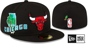 Bulls 'STATEVIEW' Black Fitted Hat by New Era