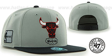 Bulls 'SURE-SHOT SNAPBACK' Grey-Black Hat by Twins 47 Brand