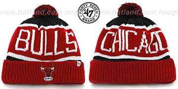 Bulls THE-CALGARY Red-Black Knit Beanie Hat by Twins 47 Brand