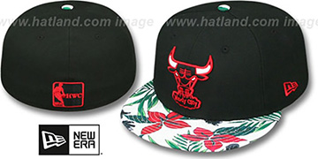 Bulls TROPTRIP BLOOM Black-Multi Fitted Hat by New Era