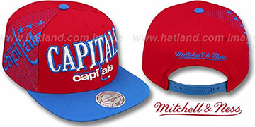 Capitals LASER-STITCH SNAPBACK Red-Blue Hat by Mitchell and Ness