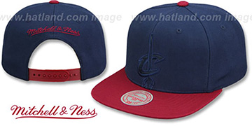 Cavaliers CROPPED SATIN SNAPBACK Navy-Burgundy Adjustable Hat by Mitchell and Ness