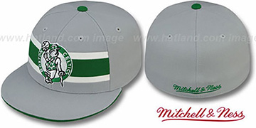 Celtics HARDWOOD TIMEOUT Grey Fitted Hat by Mitchell and Ness