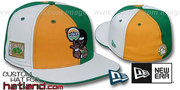 Celtics RETRO MAN PINWHEEL Gold-Green-White Fitted Hat