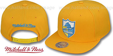 Chargers 'THROWBACK-BASIC SNAPBACK' Gold Hat by Mitchell and Ness