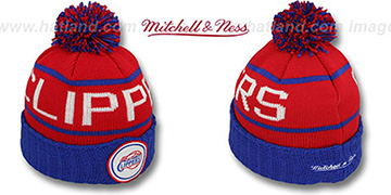 Clippers 'HIGH-5 CIRCLE BEANIE' Red-Royal by Mitchell and Ness