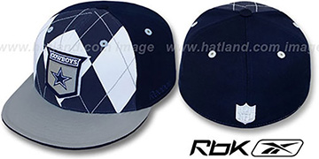 Cowboys ARGYLE-SHIELD Navy-Grey Fitted Hat by Reebok