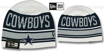 Cowboys 'SNOW-TOP SKULLIE' White Knit Beanie Hat by New Era