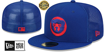 Cubs BATTING PRACTICE TRUCKER Royal Fitted Hat by New Era