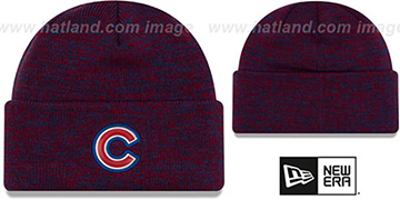 Cubs BEVEL Royal-Red Knit Beanie Hat by New Era