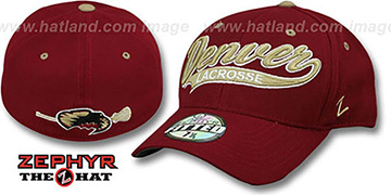 Denver SWOOP LACROSSE Burgundy Fitted Hat by Zephyr