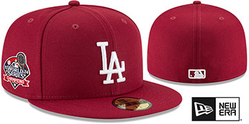 Dodgers '2024 WORLD SERIES' CHAMPIONS Burgundy-White Fitted Hat by New Era