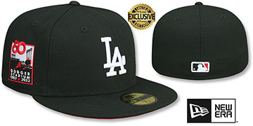 Dodgers 60TH STADIUM 'RED-BOTTOM' Black Fitted Hat by New Era