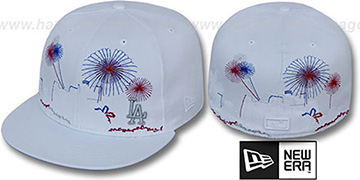 Dodgers 'CITY-SKYLINE FIREWORKS' White Fitted Hat by New Era