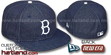 Dodgers COOPERSTOWN DENIM Navy Fitted Hat by New Era