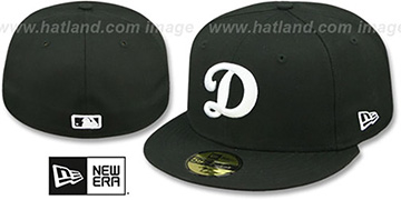 Dodgers 'D TEAM-BASIC' Black-White Fitted Hat by New Era