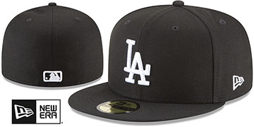 Dodgers 'TEAM-BASIC' Black-White Fitted Hat by New Era