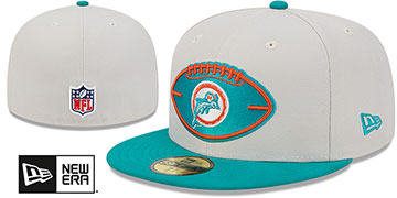 Dolphins 2024 HISTORIC SIDELINE Stone-Aqua Fitted Hat by New Era