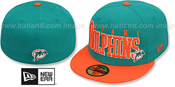 Dolphins NFL 2T CHOP-BLOCK Aqua-Orange Fitted Hat by New Era