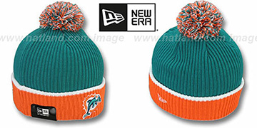 Dolphins NFL FIRESIDE Aqua-Orange Knit Beanie Hat by New Era