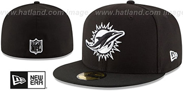 Dolphins 'NFL TEAM-BASIC' Black-White Fitted Hat by New Era