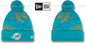 Dolphins SNOW-TROPICS Aqua Knit Beanie Hat by New Era