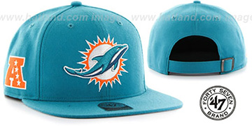 Dolphins 'SUPER-SHOT STRAPBACK' Aqua Hat by Twins 47 Brand