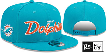 Dolphins TEAM-SCRIPT SNAPBACK Aqua Hat by New Era