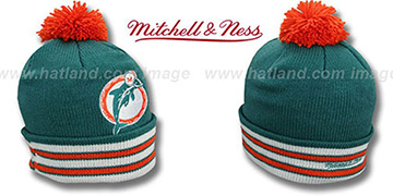 Dolphins XL-LOGO BEANIE Aqua by Mitchell and Ness