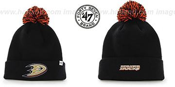 Ducks POMPOM CUFF Black Knit Beanie Hat by Twins 47 Brand