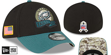 Eagles 2022 SALUTE-TO-SERVICE FLEX Black-Green Hat by New Era