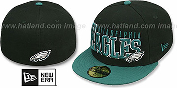 Eagles NFL 2T CHOP-BLOCK Black-Green Fitted Hat by New Era