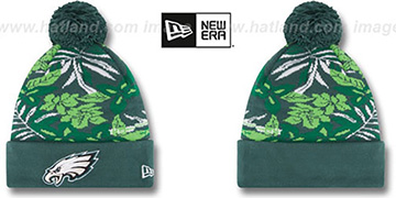 Eagles SNOW-TROPICS Green Knit Beanie Hat by New Era