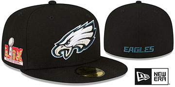 Eagles SUPER BOWL LIX Black Fitted Hat by New Era