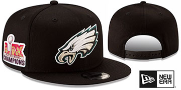 Eagles SUPER BOWL LIX CHAMPIONS Black Snapback Hat by New Era