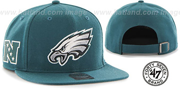 Eagles SUPER-SHOT STRAPBACK Green Hat by Twins 47 Brand