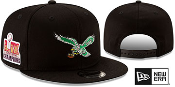 Eagles 'TB SUPER BOWL LIX CHAMPIONS' Black Snapback Hat by New Era