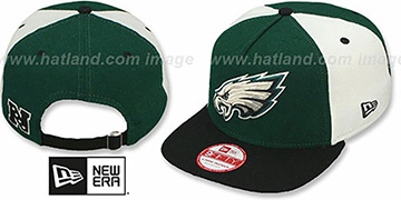 Eagles TRIPLE MELTON STRAPBACK Green-White-Black Hat by New Era